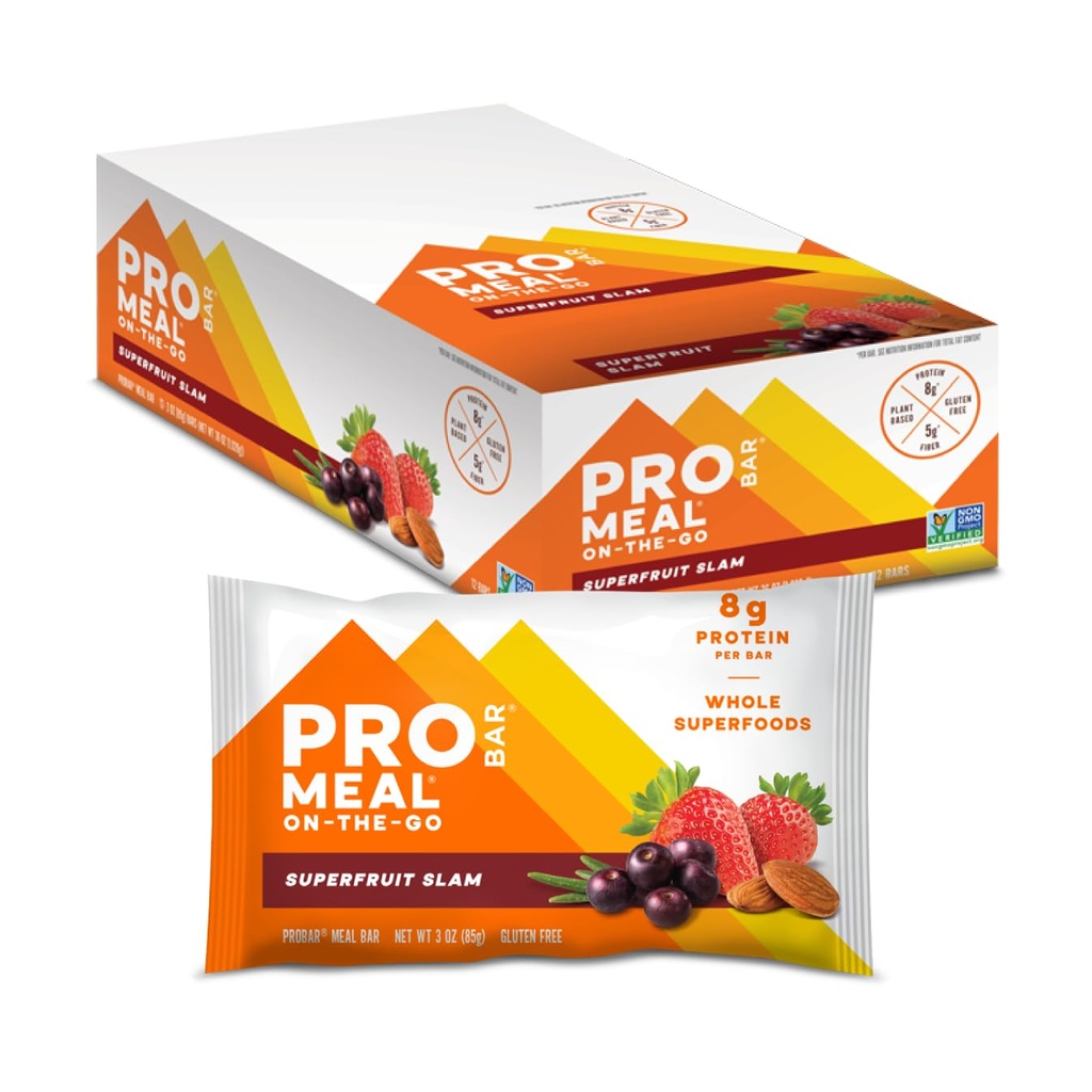 PROBAR - MEAL Bar, Superfluit Slam, Non- GMO, gluten- Free, Zdravý, Plant- based, Whole-Food Ingredients, Natural Energy (12 Počet)