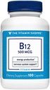 Vitamin Shoppe Vitamin B12 500mcg - Podporuje výrobu energie, jednou denně dietní doplněk - Vitamin B-12 (jako kyanokobalamin), gluten a mléčné výrobky zdarma (100 kapslí)