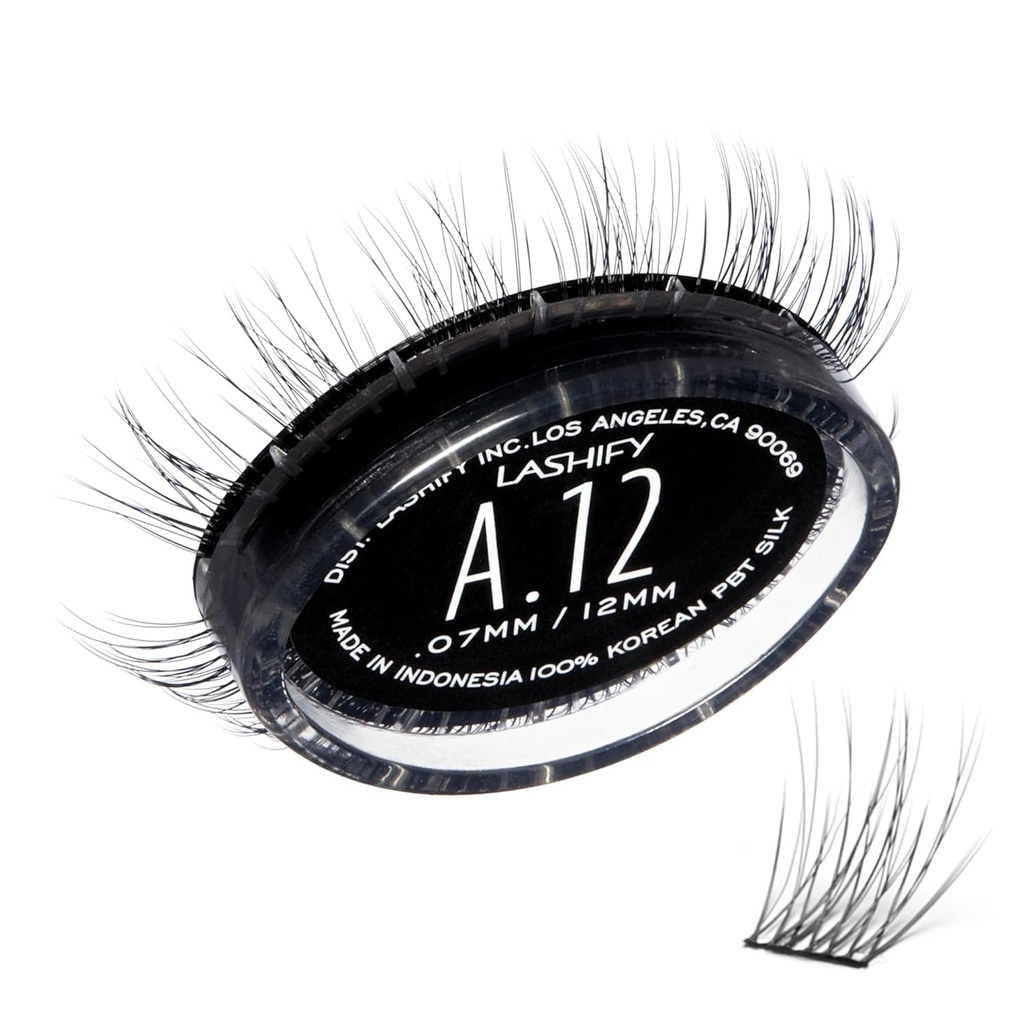 Lashify Zesilovat 12 mm GossamerDIY Eylash Extensions Refill, Black, Easy False Eyelass for a Natural Look