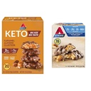 Atkins Karamelové mandle Clusters, gluten Free, High in Fiber, 1g Sugar, 2g Net Carb, Keto Friendly, 20 Count & Caramel Chocolate Nut Roll Snack Bar, Protein Snack, High in Fiber, 2g Cukr, 16 Počet