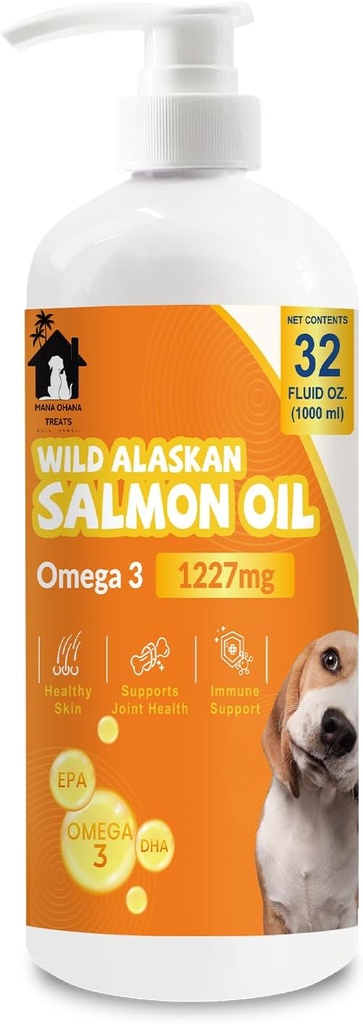 Lososový olej pro psy a kočky 124; Omega 3 Rybí olej dodatek pro zdravou pleť & Coat, Joint & Bone Support, Alergie Relief & Zánět obrany 124; 32oz
