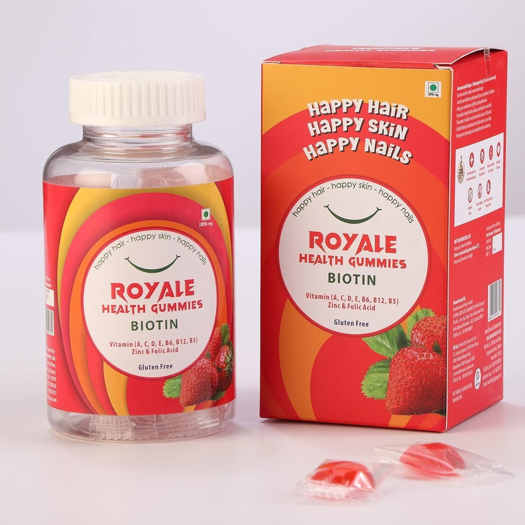 Generic Rise. Biotinové gumy 124; Silné vlasy, Silné nehty, Žhavé kůže 124; s Biotin, Vitamin B12, Vitamin E, C I 30 Gummies Pack pro muže a ženy (PACK 1), Nautrální