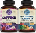 Čistá Saffron Extract & Advanced Joint Support Bundle (Jedna láhev každý). Podporuje Mood, Energy Boost, Metabolické funkce, a společné zdraví. USA Made.
