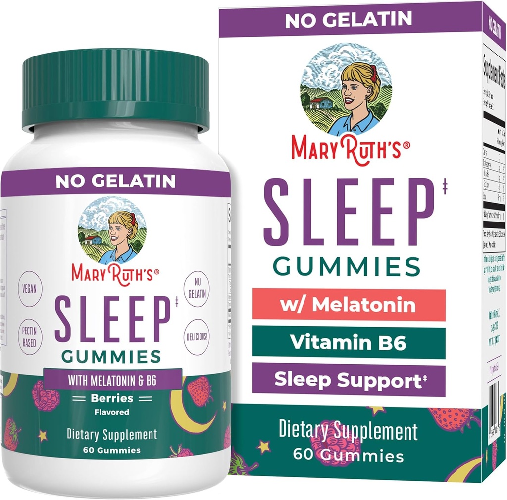 MaryRuth Organics Melatonin Gummies PHAR124; 5mg uspávací gumy s vitaminem B6 PHAR124; Made with Organic Cane Sugar PHAR124; Relaxation & Sleep Support for Dospělí 124; Vegan GAMP124; Non- GMO GAMP124; Gluten Free PHAR124; 60 Count