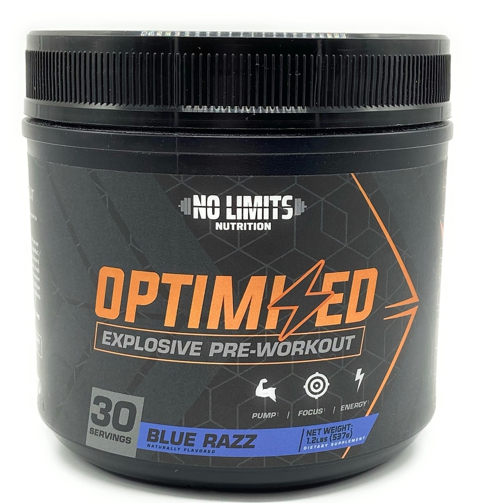 "Optimalizovaný" Blue Razz Pre- Workout Powder / Masivní čerpadla / Zvýšení svalové hmoty, síla & Focus / Beta Alanine + L- Citruline + Betaine Anhysible + Creatine + Caffeine Anhysible / 30 Servings