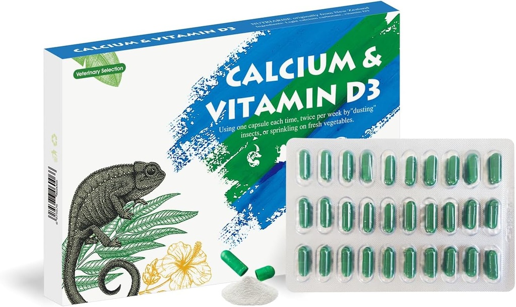 Příplatek kalcia plazi s přidaným vitaminem D3 ideální pro vleklé draky, Želvy & Více