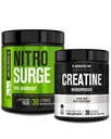 Jacked Factory NITROSURGE Pre Workout dodatek (Arctic White) Creatin Monohydrát prášek 150g (bez příchutí) pro růst svalů, zvýšená síla, zvýšená energie