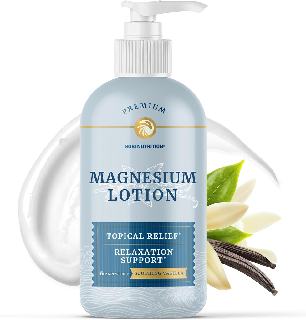 Magnesium Lotion k úlevě od svalové křeče a bolestivost 124; Calming & Recovery Support, Muscle Relaxation CLAS124; Topical Magnesium Cream for Leg Cramps CLAS124; Maximum Absorpce CLAS124; s Shea Butter CLAS124; 8 fl oz.