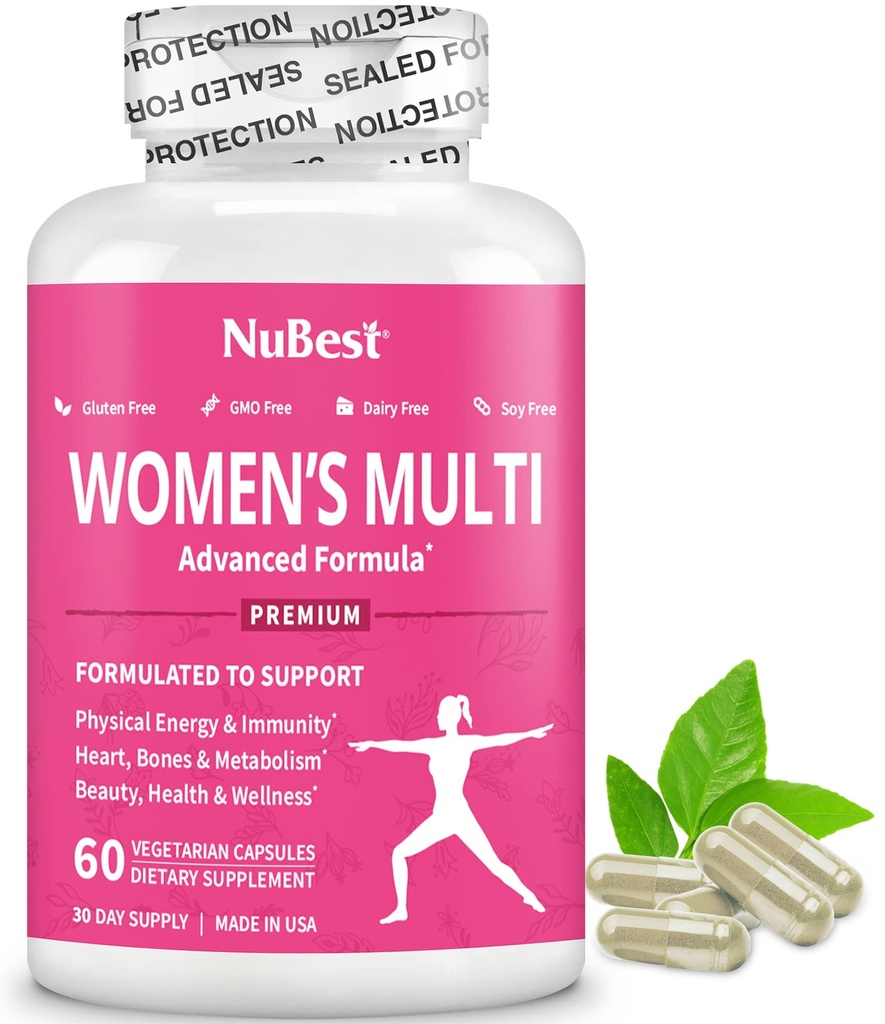 Multivitamin pro ženy s 39 klíčovými živinami, esenciální vitaminy, minerály, horny Kozí tráva, Maca, Wild Yam, Red Clover, Cranberry, Arginin, Bylinný dodatek 124; 60 Veganské kapsle 124; 1 měsíc Dodávka