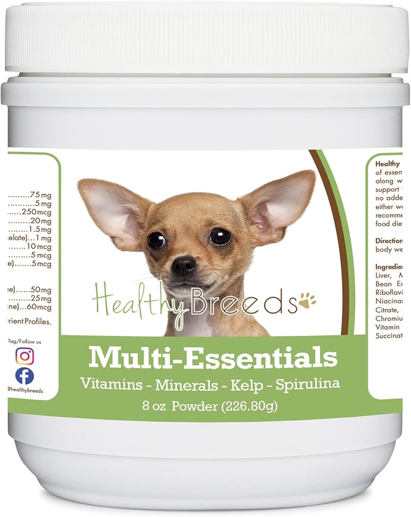 Zdravé Breeds Chihuahua Multi- Essentials Powder for Dogs - ideální doplněk vitamínů, minerály a antioxidanty pro vašeho psa - 8 oz