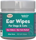 Benefit Pet Products Dog Ear Wipes - Čistič uší pro psy, aby se zabránilo infekcím, svědění a zápachu - Aloe & Eucalyptus, Grooming Wipes - 100 Počet