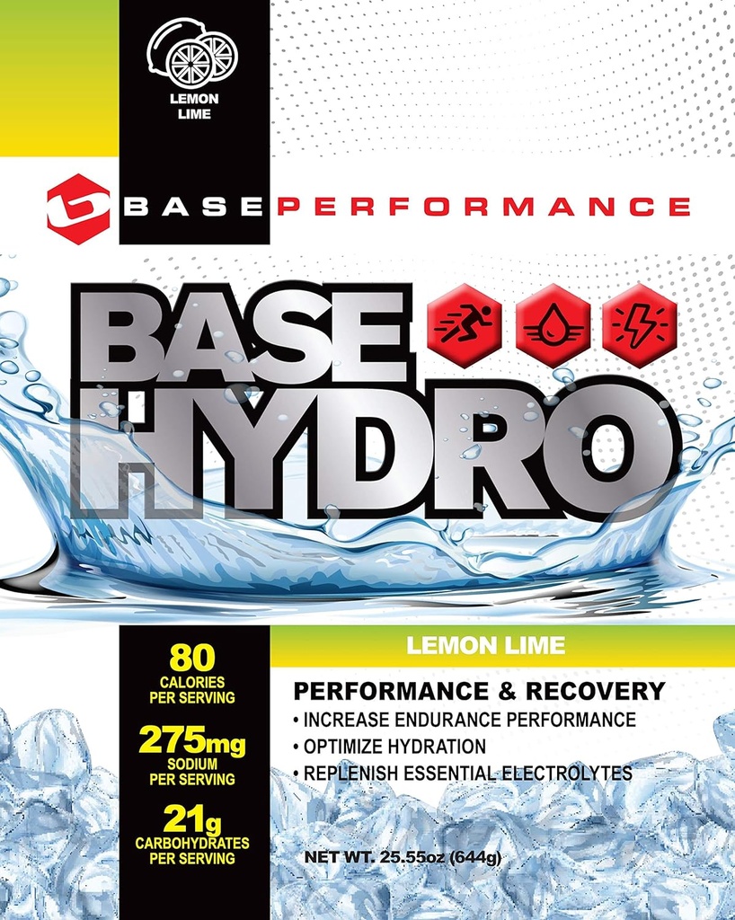 BASE Performance Hydro - Lemon Limeta 124; 28 porcí v rámci každého ekologicky šetrného mylarového sáčku 124; směs dextrózy, fruktózy, maltodextrinu a esenciálních elektrolytů.