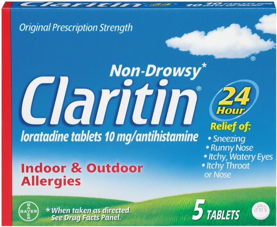 Claritin 24 hodin Non- Drowsy Alergické tablety, 10 mg, 5 Počet (708164)