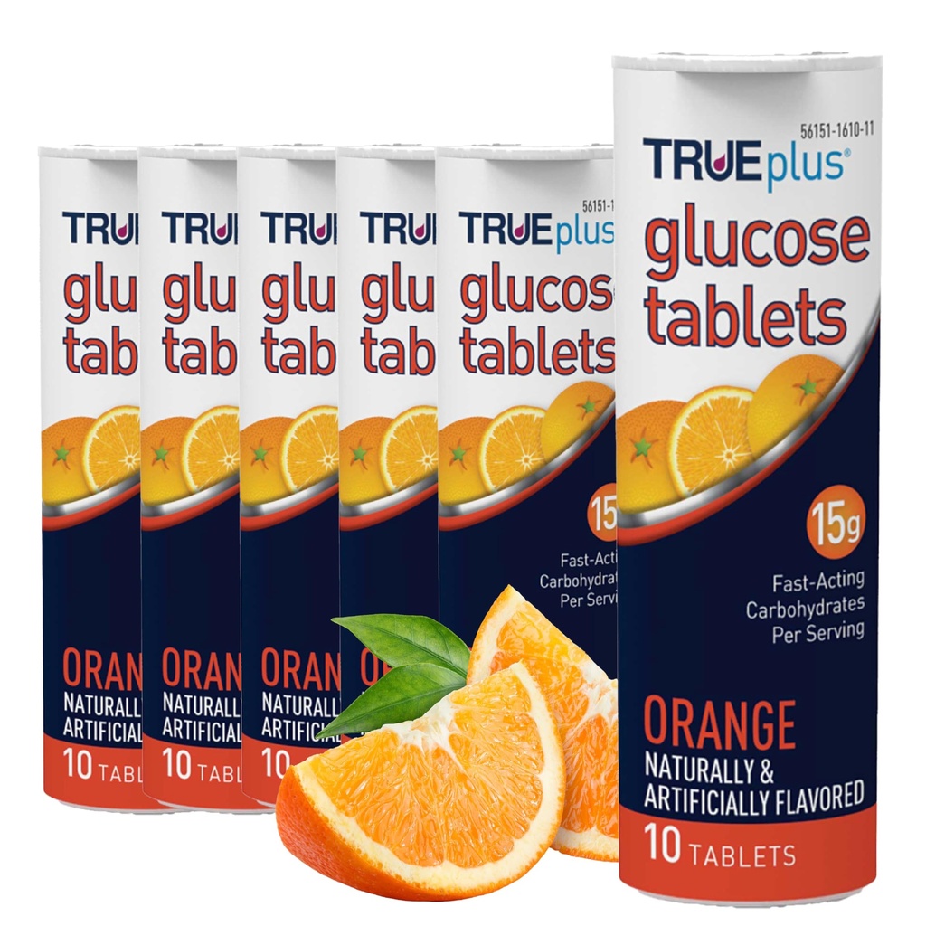 Tablety s glukózou TRUEplus, Orange Flavor - 6X 10ct Tubes