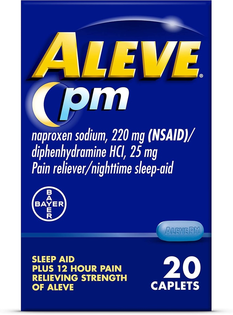 Aleve Pain Relief and Nighttime Sleep Aid Naproxen Sodné Kaplety - 20 Počet