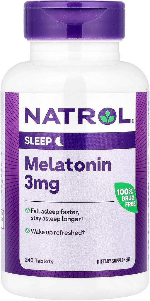 Natrol Melatonin pomáhá vám pád spánku rychlejší pobyt v spánku delší absorpce 100 Vegetarian 3mg, (Tablety), 240 Počet
