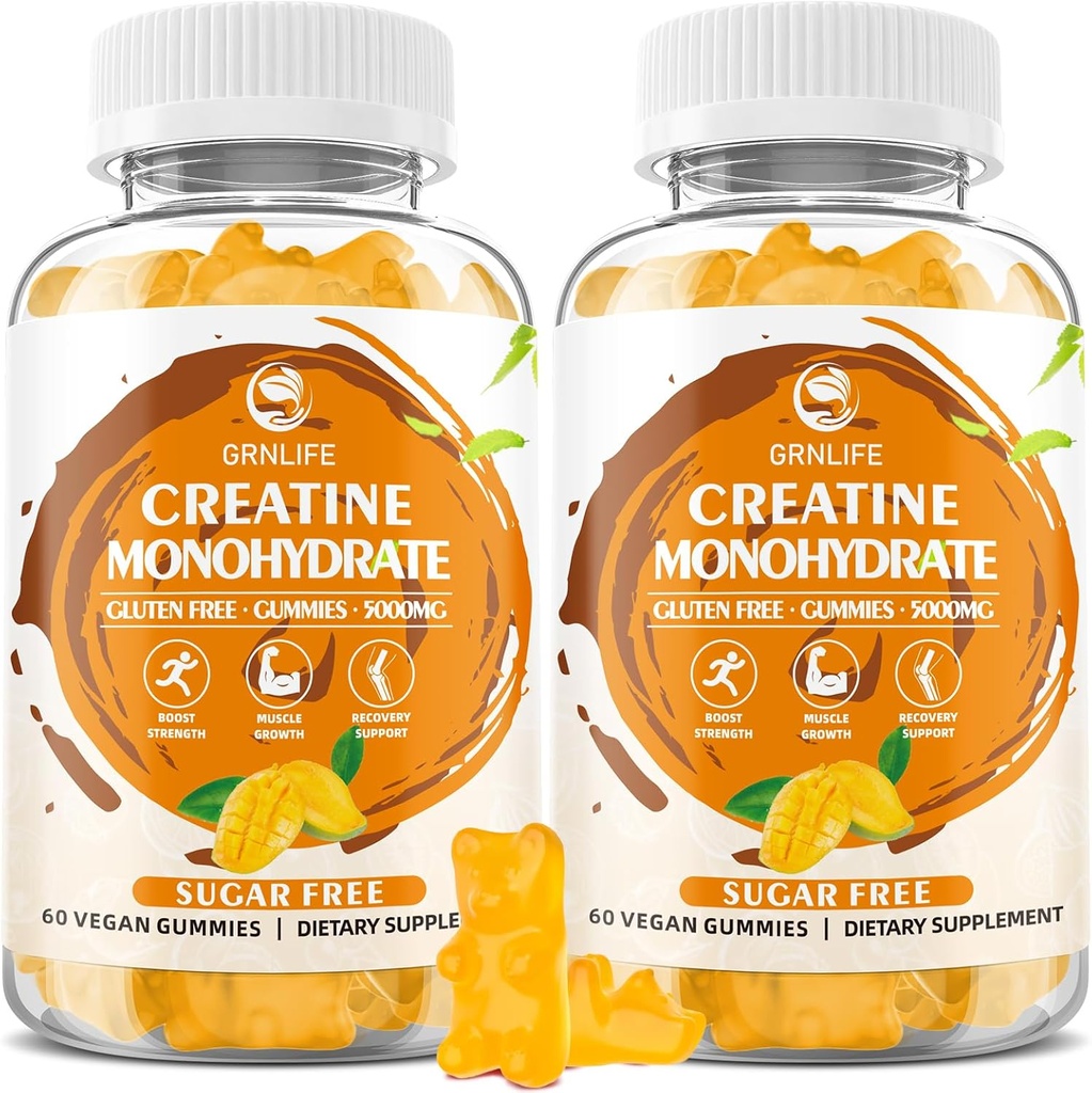 Svalovina Monohydrát Žvýkačky pro muže a ženy, Žvýkačky Monohydrát pro svalovou sílu, Svalovina Builder, Energy Boost, Cukr zdarma, Vegan, Mango Flavor- 120 Počet