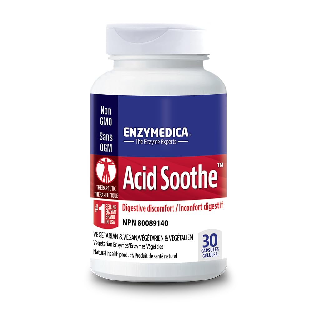Enzymedica, Acid Sooth, Podpora pro příležitostné Heartburn, 3-in-1 Vzorec s enzymy a mýdlové Byliny, 30 Počet