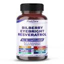 All- in-1 Bilberry Eyebright Astaxanthin Elderberry Resveratrol Dodatek - Bohaté na antioxidanty a podporuje oční zdraví - Vyrobeno v USA - 150 Kapsle