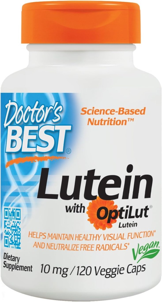 Lékařský nejlepší lutein s OptiLut, Non- GMO, Vegan, gluten Free, Soy Free, Eye Health, 10 mg, 120 Veggie Caps