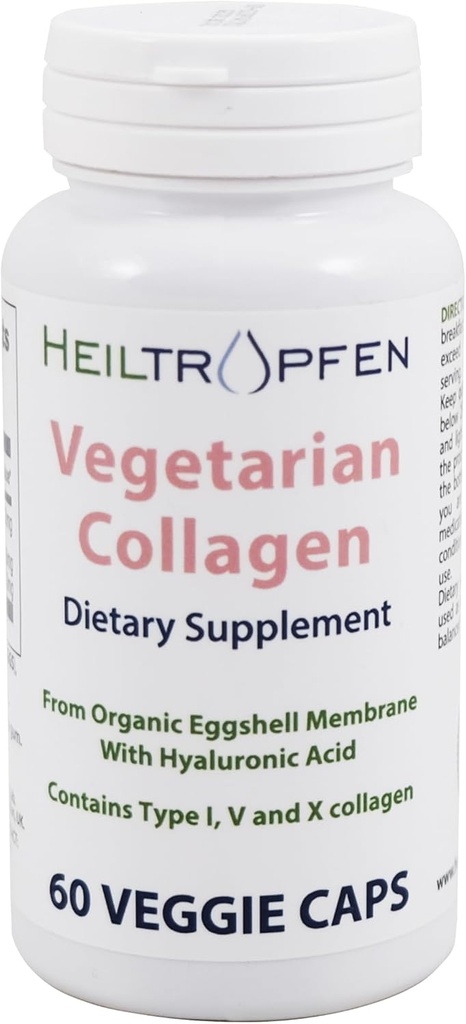 Heiltropfen Kolagen Vegetariánské čepice 124; z Organic Eggshell Membrane 124; Typ 1, 5 a 10 Kolagen 124; s Hyaluronic kyseliny 124; 60 Kapsle 124; Dietní dodatek