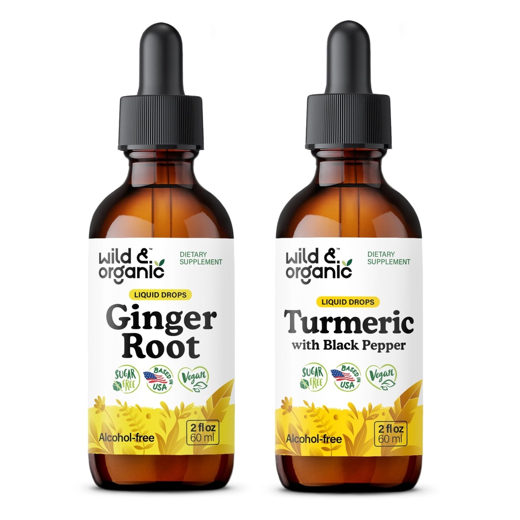 Zázvor kořenová tinktura 2 fl oz & kurkuma tinktura 2 fl oz