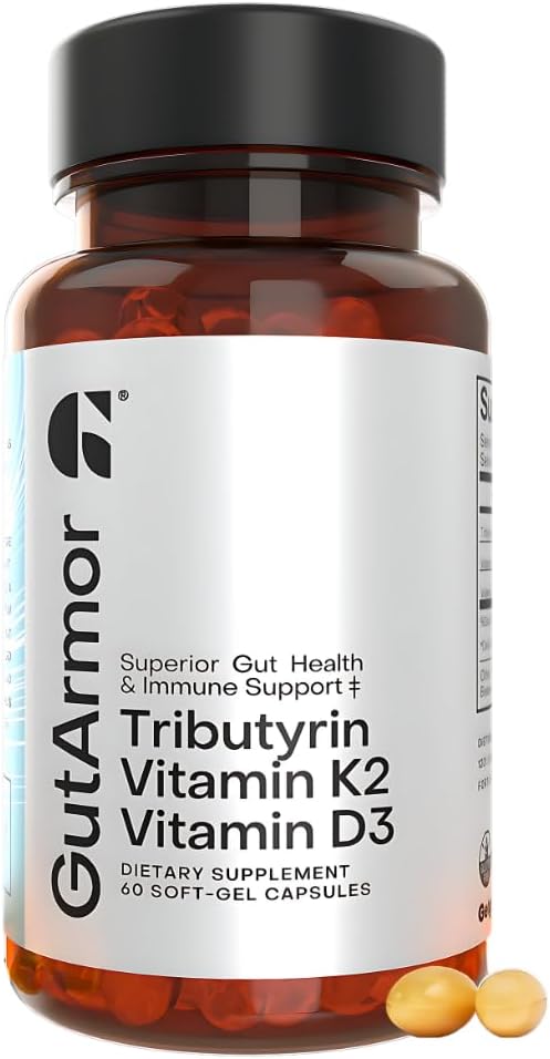 Gut & Heart Health + Imunitní Podpora 124; 2 Měsíční dodávky 124; 60 Soft Gel Kapsle 124; Čistá Butyrate 350mg & Vitamin D3 2000IU & Vitamin K2 120mcg Vitamin 124; Heart Health 124; Gastrointestinální podpora