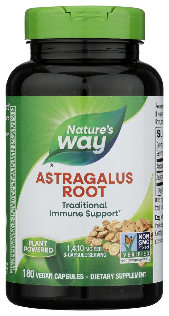 Nature 's Way Astragalus Root, Traditional Immunication Support *, 1,410 mg / 3- Capsule Serving, Non- GMO Project Ověřeno, Vegan 180 Kapsle (Balení květen Vary)