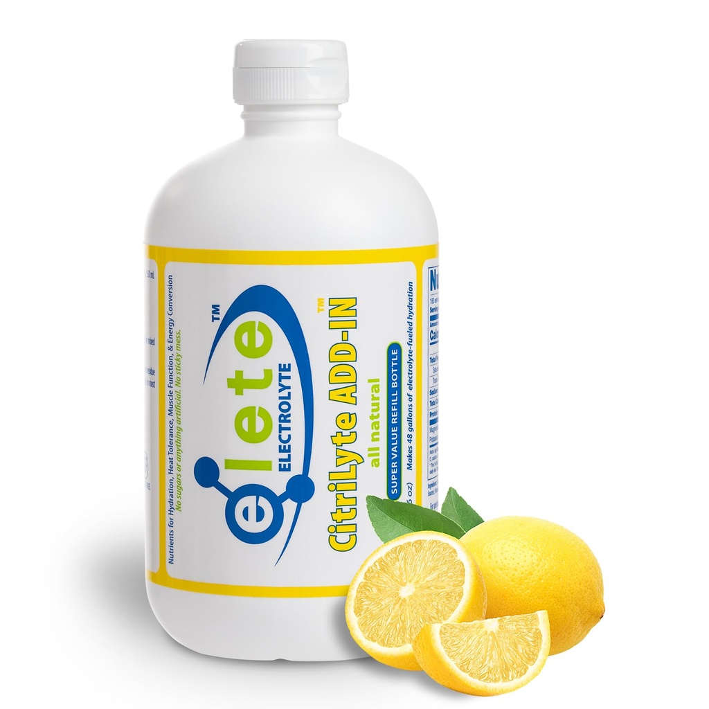 Elete CitriLyte Electrolyte Add- in Hydration Kapky 124; Sodná hořčík Draslík Stopy Minerály 124; Lehký Lemon Flavor 124; Svalová křeč Relief 124; Transform Jakýkoliv nápoj do sportovního nápoje, 18,6oz Náplň Velikost