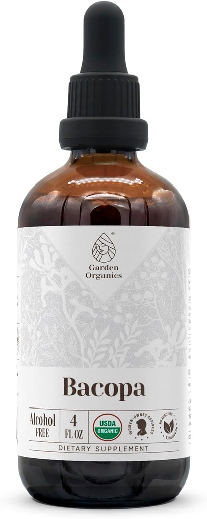 Bacopa USDA Organic CLANE124; Alkohol- Free Extract, Organic Bylinné kapky, Dodatek, Relaxace, Pozitivní kognitivní efekt CLANE124; tinktura Vyrobeno ze 100% Organic Bacopa (Bacopa Monnieri) Sušený Herb 4 oz