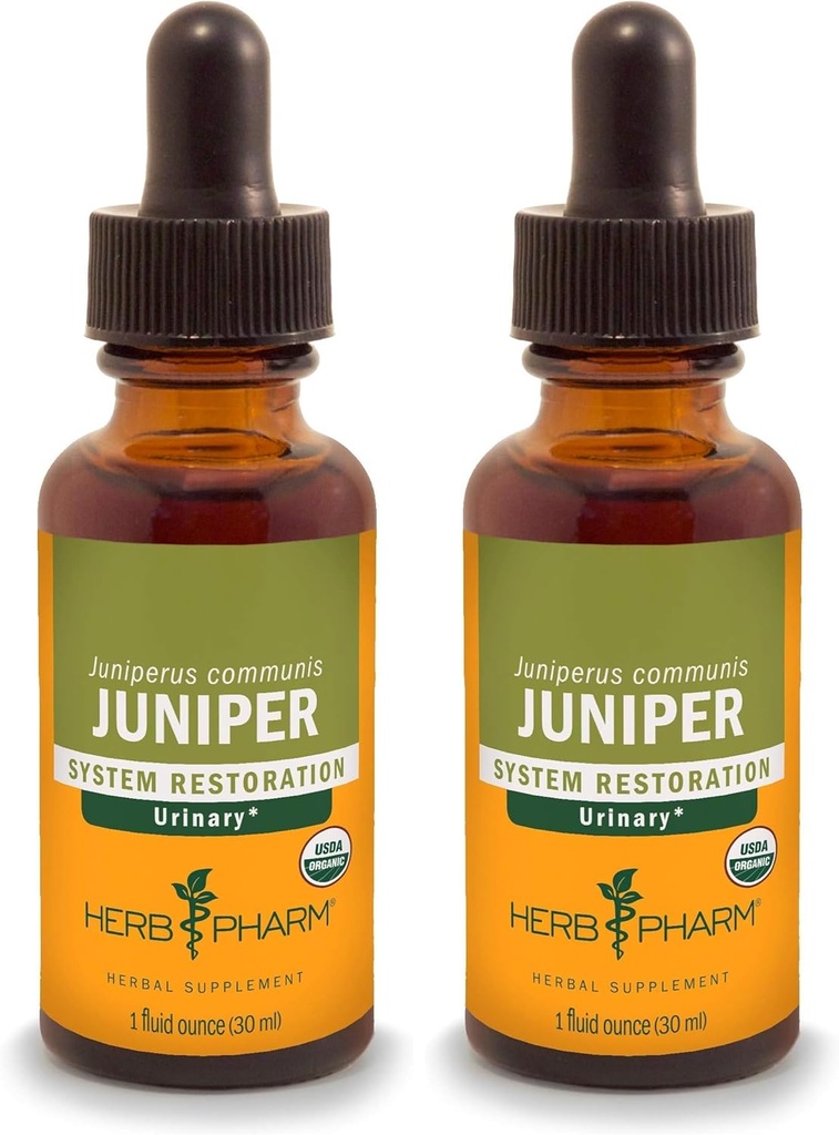 Herb Pharm Certified Organic Liquid Extract for Urinary System Support Juniper 1 Fl Oz (Balení po 2)