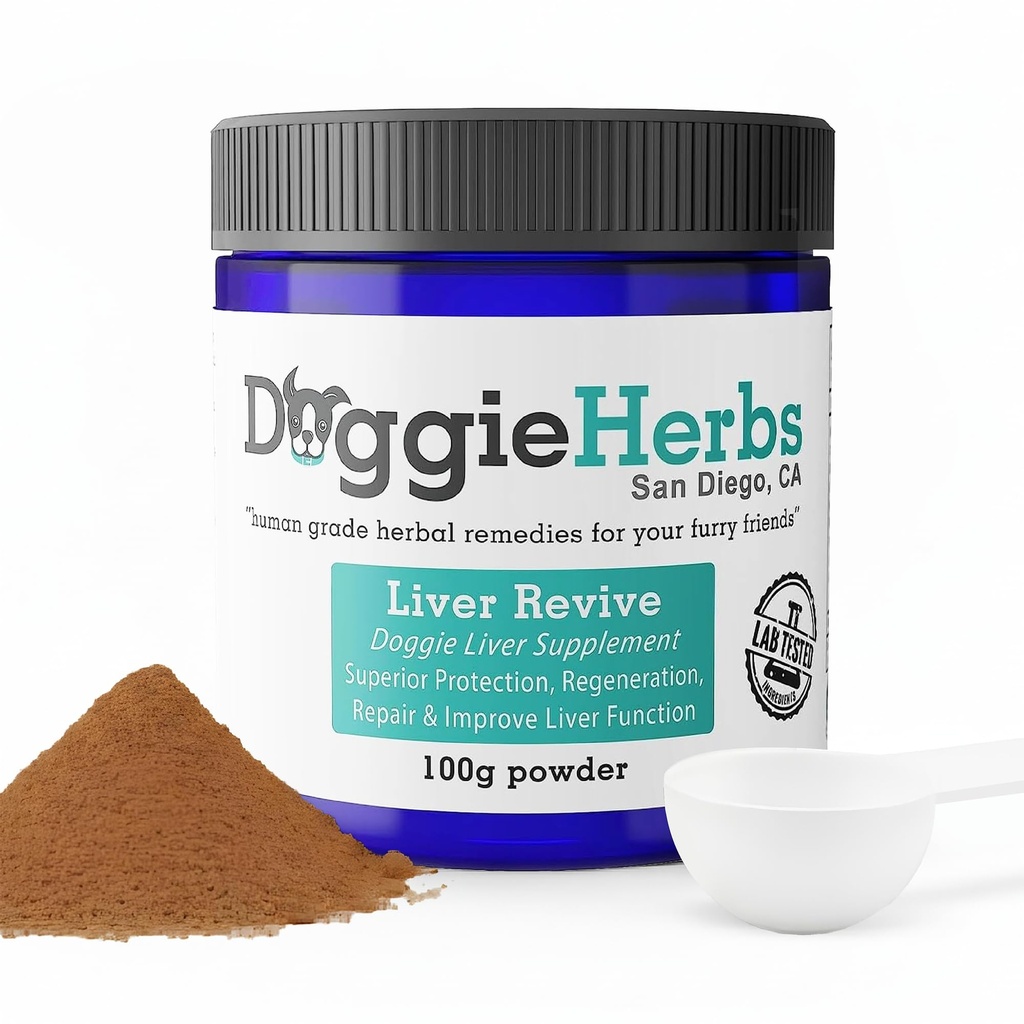 Játra Revive Dog Játra Doggie Herbs - Lidská třída Bylinné rostliny na bázi jater léčení, ochrana, opravy a zlepšení 100g w / Scoop