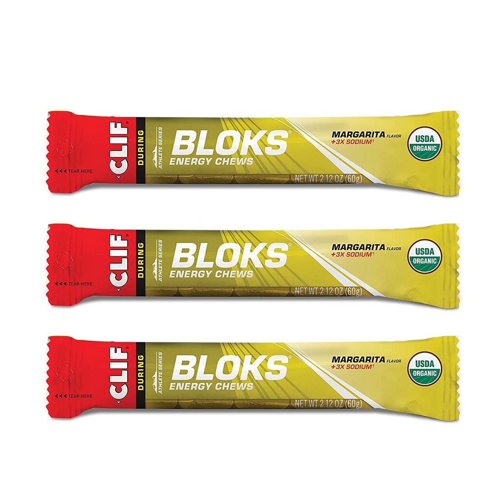 CLIF BloKS - Energy Chews - Margarita se sodným solím 3X pro přidaný Electrolytes- Non-GMO - Rostlinné potraviny - Rychlé palivo pro cyklistiku a běhání - Snack (2.1 Ounce Packet, 3 Počet)