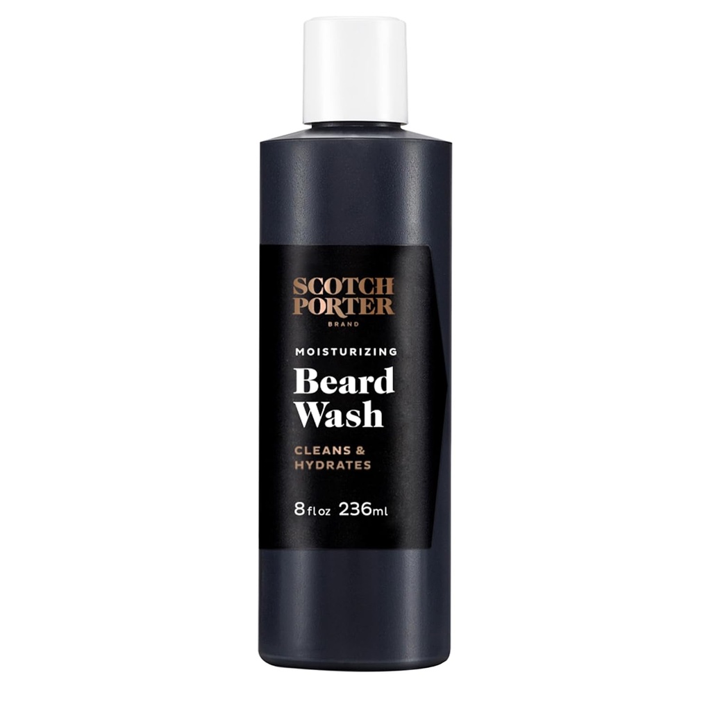 Scotch Porter Moisturizing Beard Wash - Čisté, refresh, Hydrate & Soften Coasse, Suché obličeje vlasy při ochraně pokožky pro Fuller / Healthier- Looking Beard - Original Scent, 8 oz. Láhev
