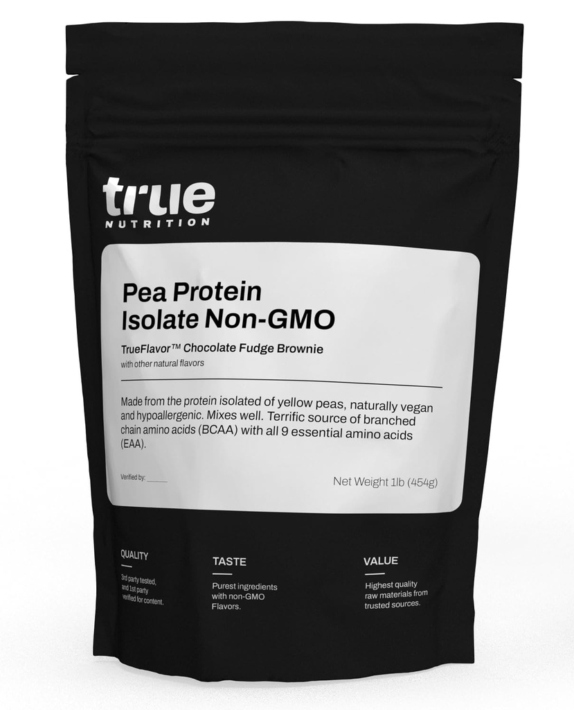 Pravý Nutrition Pea Protein Powder Isolát - 25g Non- GMO Vegan Protein Powder per Serving - Low Carb, Low Fat, High Leucin - Gluten Free, Dairy Free, Soy Free - Chocolate Fudge Brownie - 1LB