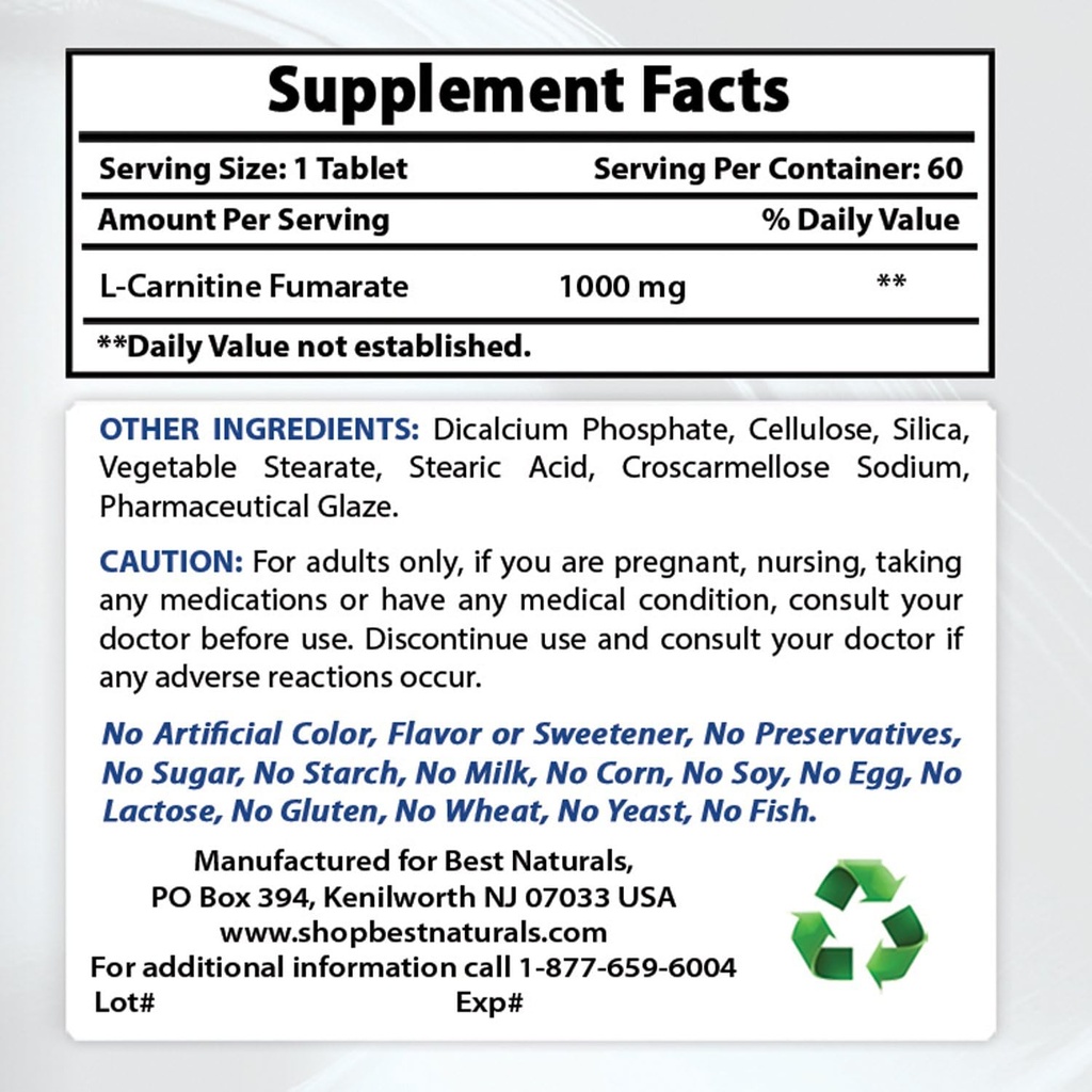 Nejlepší Naturals L- Carnitin 1000mg & L- glutamin 1000mg