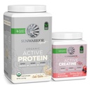 Sunwarrior Vegan Protein Powder USDA Organic Foundation 124; 20 Servings, Cake Batter Ochucené & Creatine Monohydrát Powder for Her Foundation 124; Micronized 50 Servings, Malina Lemonade Ochucené