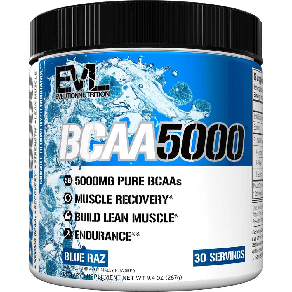 Eluce EVL BCAA Amino Acids Powder - BCAA Powder Post Workout Recovery Drink and Stim Free Pre Workout Energy - 5g Branched Chain Amino Acids Dodatek pro muže - Blue Raz