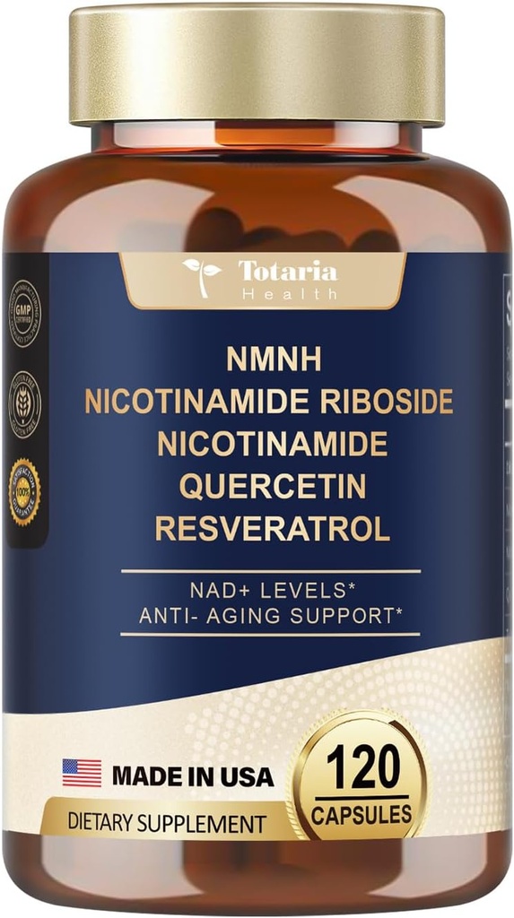 Totaria (1 balení) NMNH (Dihydronikotinamid Mononukleotid) Dodatek w / Niacinamid (vitamin B3), Trans- Resveratrol, pro anti aging, Energy, Focus