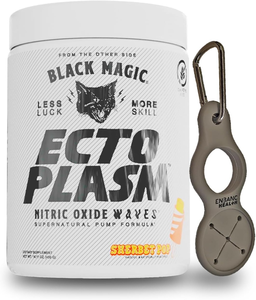 Black Magic Ecto plasma - Sherbet Pop - ruční čerpadlo zapalovač, zvýšená hydratace a vaskularita (400g, 20 koloběžky) s Enbanc Health Keychain