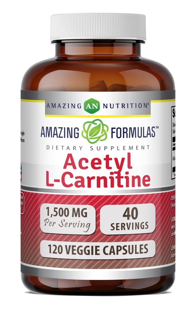 Amazing Applicas Acetyl L-Carnitin Hcl dodatek 124; 500 Mg Per Serving Applications 124; 120 Veggie Kapsle dodatek 124; Non- GMO Creditation 124; Gluten Free Application 124; Made in USA