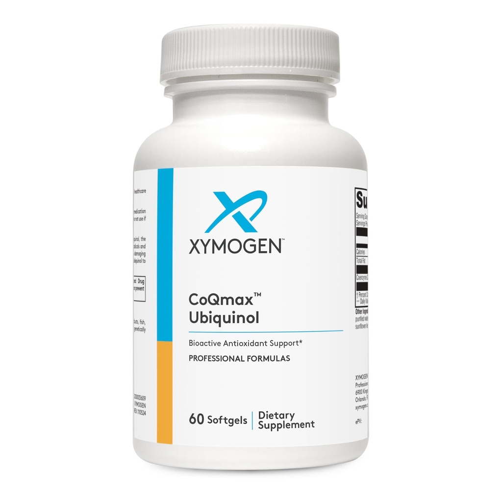 XYMOGEN CoQmax 200mg CoQ10 ubiquinol - patentovaný stabilizovaný formulář - koenzym Q10 pro antioxidant, kognitivní + heart Health Support (60 Softgels)