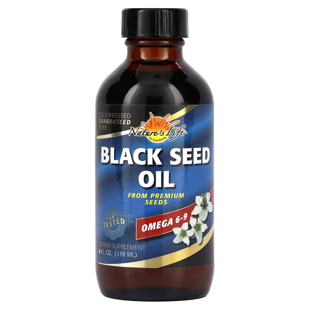 Natures Life Black Seed Oil, Cold-Pressed Black Cumin Seed Oil - Joint, Digestive Health, and Imunitary Support - Lab Ověřené, 60- Day Money- Back Garance - 23 Služeb, 4 Fl. Oz.