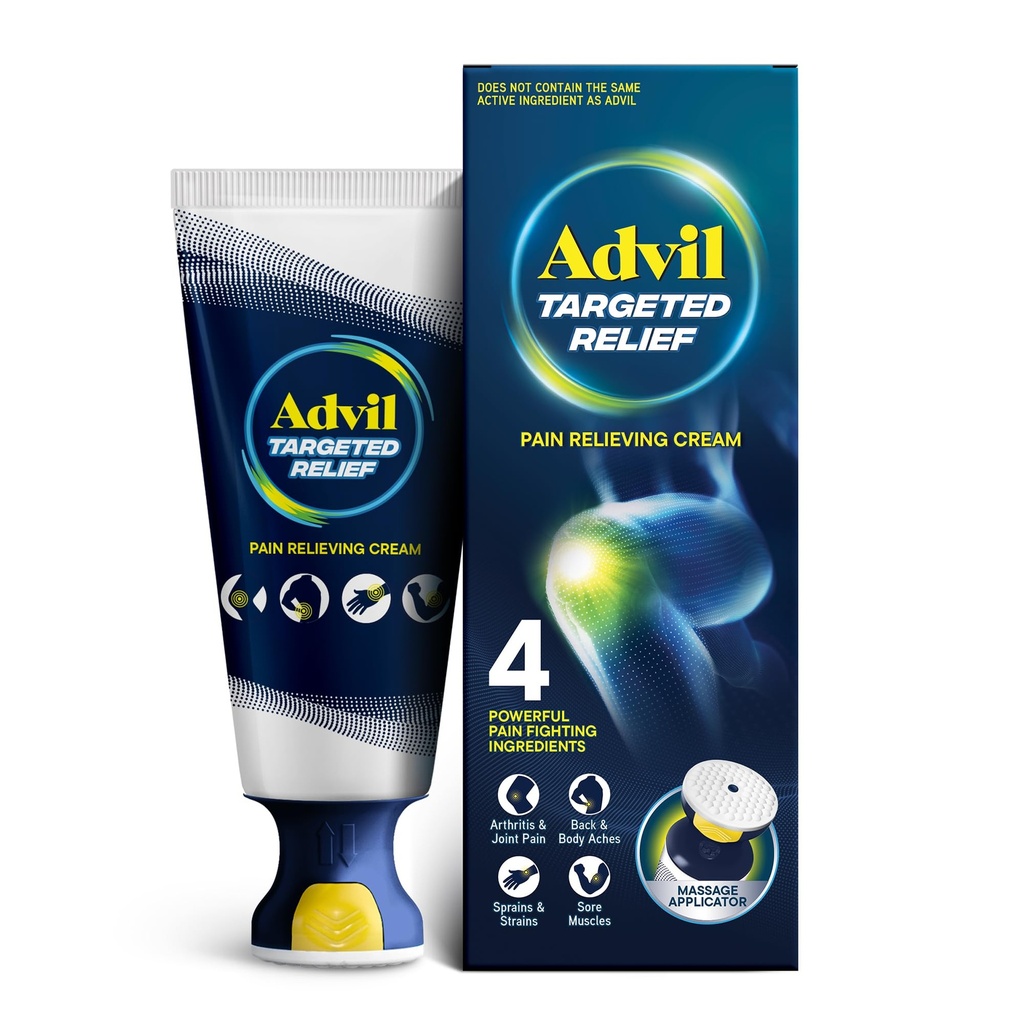Advil cílené úlevy od bolesti s masážním aplikátorem, až 8 hodin silné úlevy od bolesti menší artritidy, kloubní bolest, bolesti dolních zad a bolesti svalů, 2,5 oz