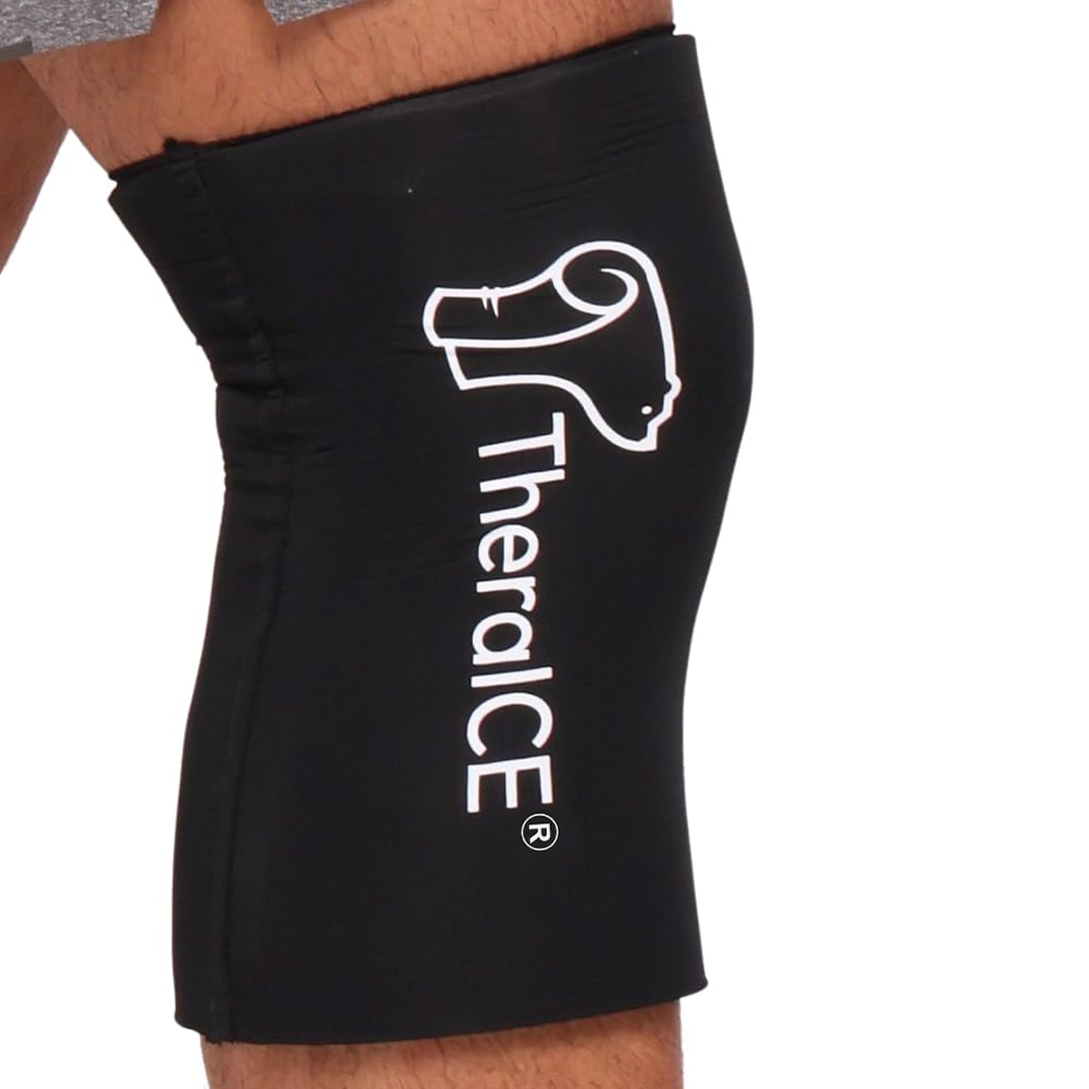 TheraICE Knee Ice Pack Wrap Compression Sleeve for Injuries, Reuse Gel Cold Packs Brace také pro Elbow, Ankle & Calf - Flexible Cold Wrap Recovery for Meniscus, ACL, MCL Pain Relief