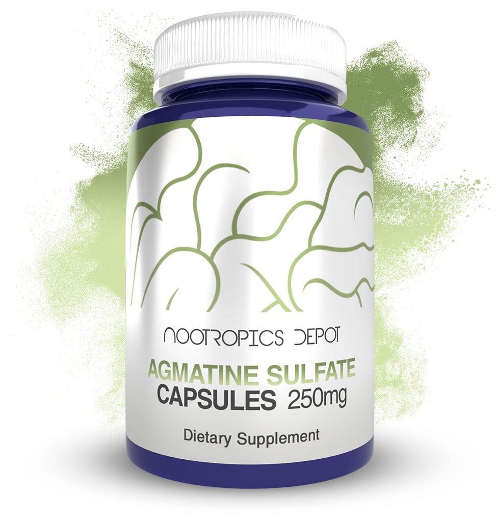 Nootropics Depot Agmatin Sulfát Kapsle 124; 250mg CLAS124; 240 Count CLAS124; doplněk energie CLAS124; Amino acid Derivative CLAS124; Podporuje fyzickou sílu a cvičení Recovery 124; Oxid dusnatý Booster