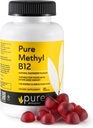 Methyl B12 Vitamin Gummies - Vegan Vitamin B12 Methylkobalamin Gummies pro dospělé a děti - Žvýkací B-12 Gummy for Energy & Nerve Function - Gluten- Free, Dairy- Free, Kosher- 60 Gummies 1500 mcg