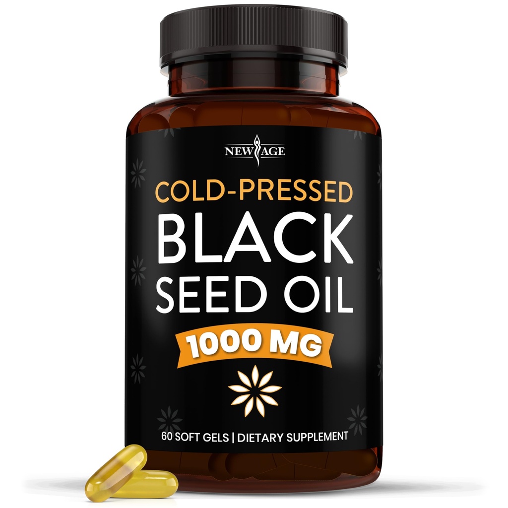 NOVÉ ŽIVOČIŠNÉ OLEJE Softgel Kapsle - Premium Cold- Pressed Nigella Sativa Producing Pure Black Cumin Seed Oil - Non- GMO & Vegetarian (60 Softgels)