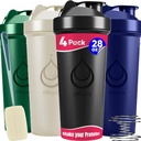 4 PACK, 28 oz Shaker Lahvičky s výkonnou drátěnou whisky pro proteinové směsi 124; Neprůchodný Blender Shaker Lahvička s čistící houbou 124; BPA-Free & Myčka nádobí Bezpečné 124; Lahvička