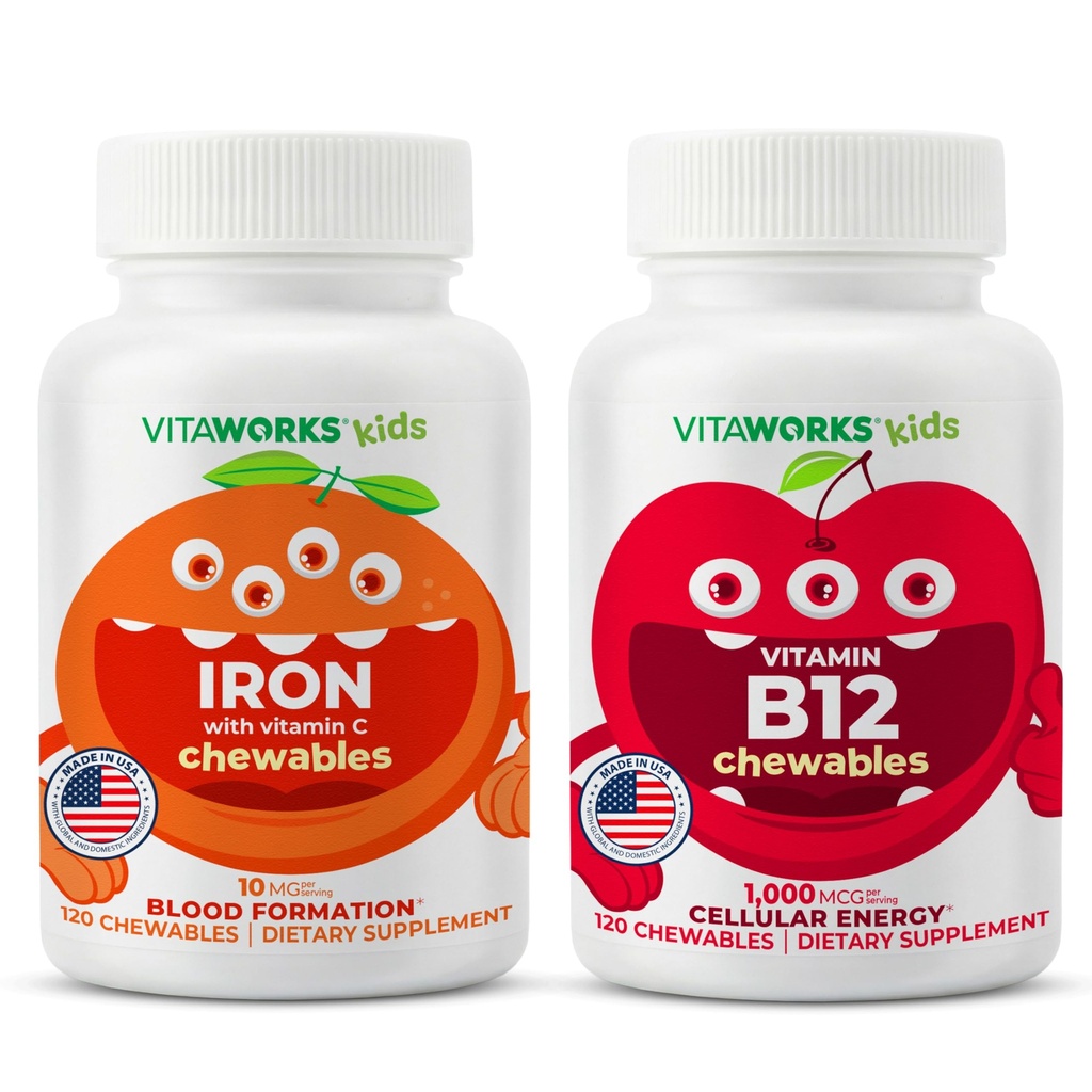 Kids Iron 10mg + Vitamin C Žvýkačky + Vitamin B12 Žvýkací pouzdro